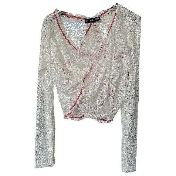 Y/PROJECT WHITE TWISTED LACE L/S TOP, MEDIUM - Picture 3 of 12